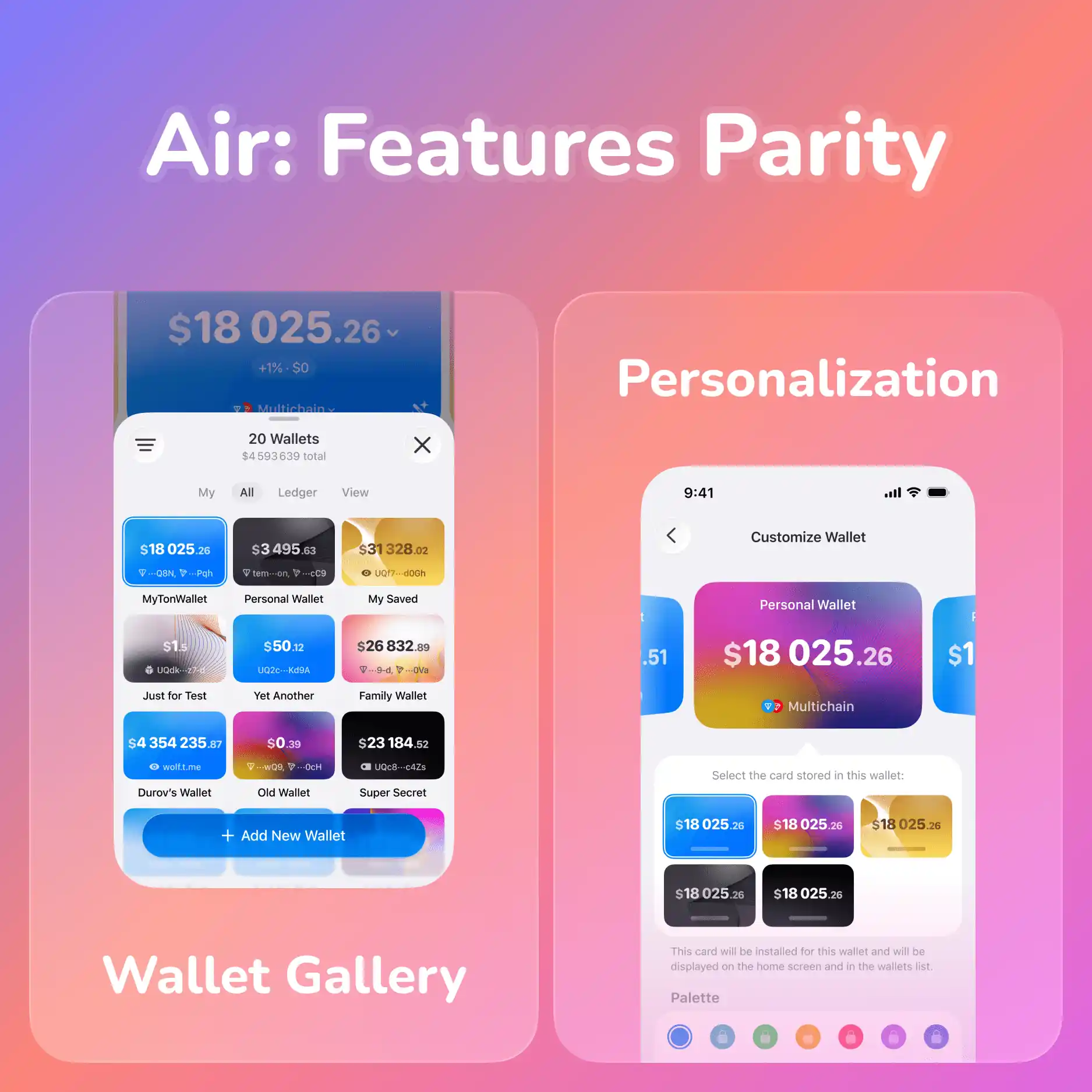 Wallet Gallery & New Personalization Menu in MyTonWallet Air
